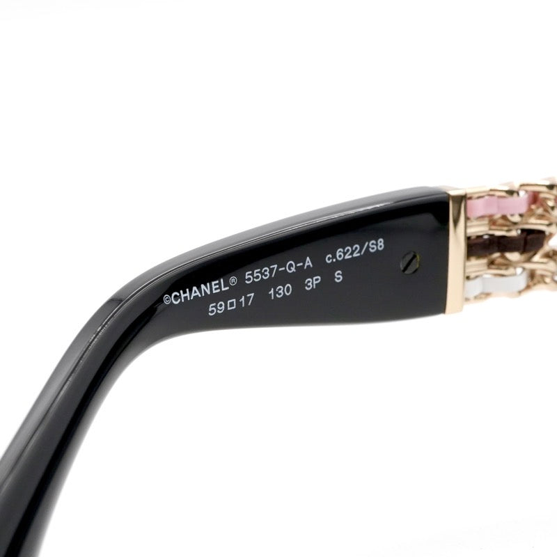 シャネル CHANEL サングラス ブラック ゴールド ロゴ レクタングルシェイプ チェーン アイウェア