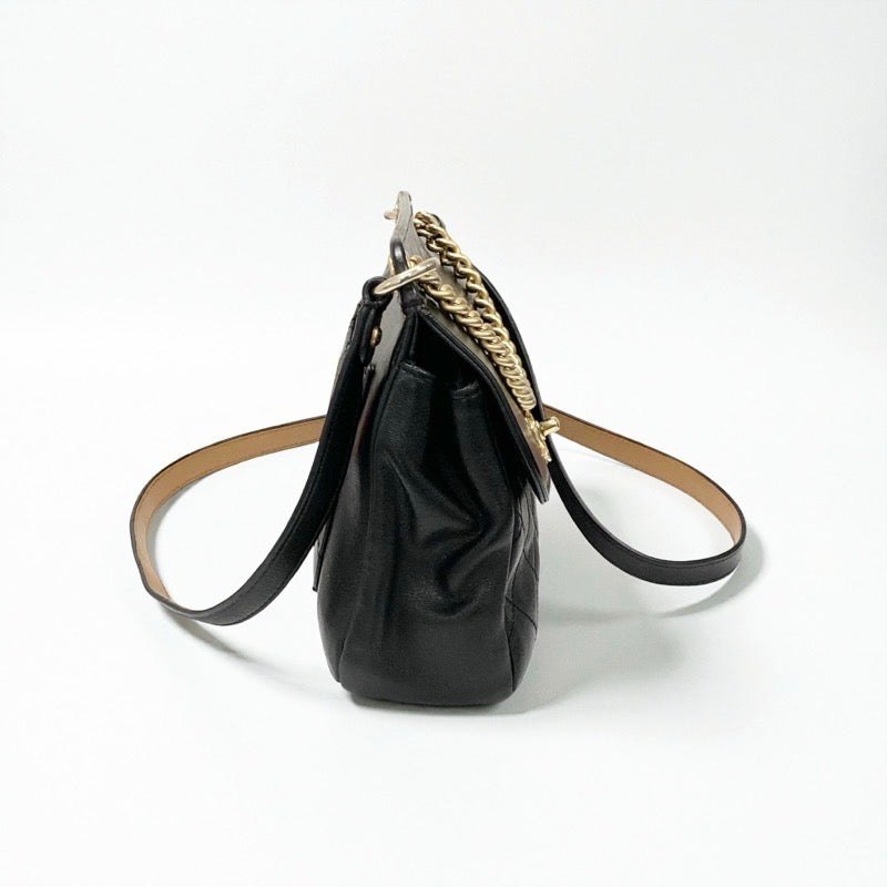 シャネル CHANEL バッグ ショルダーバッグ レザー ブラック 黒 ゴールド マトラッセ ターンロック ココマーク ダブルチェーン 2WAY