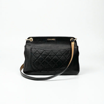 シャネル CHANEL バッグ ショルダーバッグ レザー ブラック 黒 ゴールド マトラッセ ターンロック ココマーク ダブルチェーン 2WAY