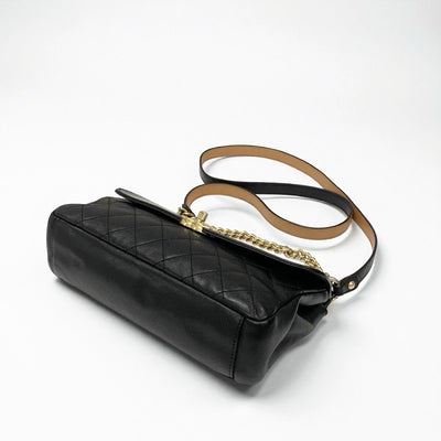 シャネル CHANEL バッグ ショルダーバッグ レザー ブラック 黒 ゴールド マトラッセ ターンロック ココマーク ダブルチェーン 2WAY