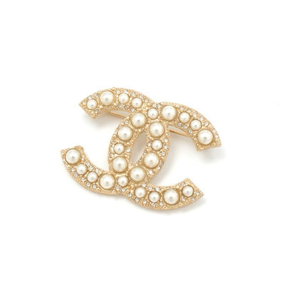 シャネル CHANEL ブローチ コサージュ ゴールド ココマーク ラインストーン
