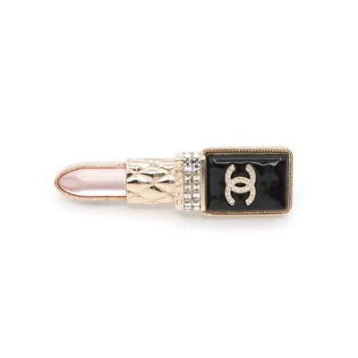 シャネル CHANEL ブローチ コサージュ ゴールド ブラック ピンク ココマーク ラインストーン リップモチーフ