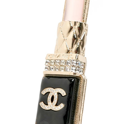 シャネル CHANEL ブローチ コサージュ ゴールド ブラック ピンク ココマーク ラインストーン リップモチーフ