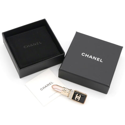 シャネル CHANEL ブローチ コサージュ ゴールド ブラック ピンク ココマーク ラインストーン リップモチーフ