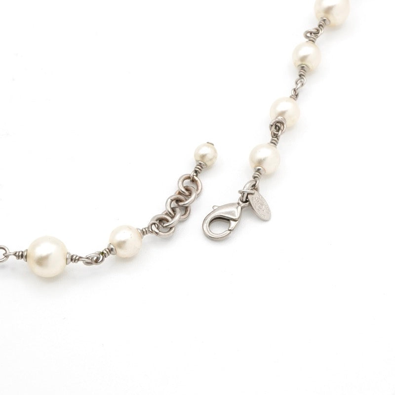 シャネル CHANEL ネックレス ペンダント チョーカー シルバー ココマーク ロングネックレス ラインストーン パール