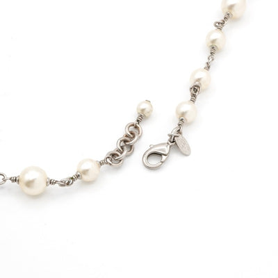 シャネル CHANEL ネックレス ペンダント チョーカー シルバー ココマーク ロングネックレス ラインストーン パール