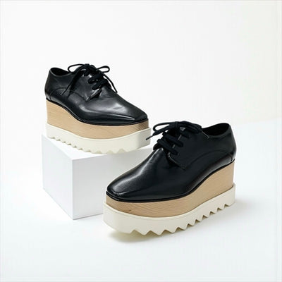 ステラマッカートニー STELLA McCARTNEY エリス スニーカー 靴 シューズ レザー ウッド ブラック ホワイト ブラウン 厚底シューズ プラットフォーム レースアップシューズ