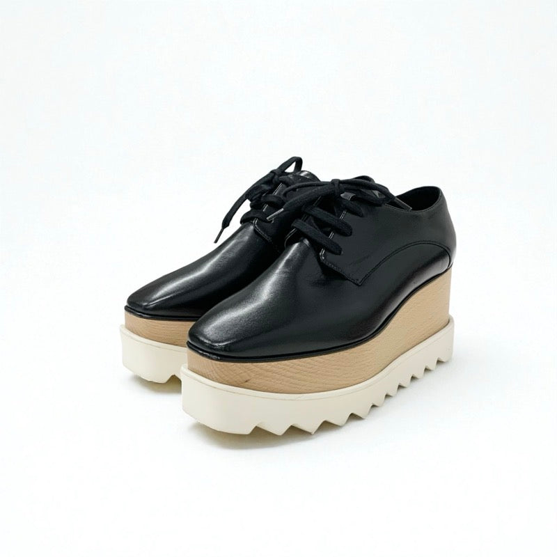 ステラマッカートニー STELLA McCARTNEY エリス スニーカー 靴 シューズ レザー ウッド ブラック ホワイト ブラウン 厚底シューズ プラットフォーム レースアップシューズ