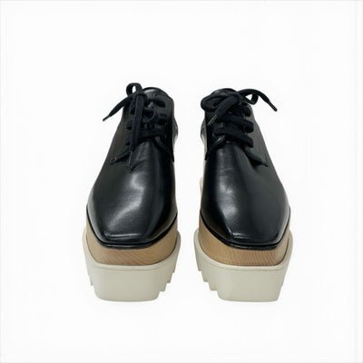 ステラマッカートニー STELLA McCARTNEY エリス スニーカー 靴 シューズ レザー ウッド ブラック ホワイト ブラウン 厚底シューズ プラットフォーム レースアップシューズ