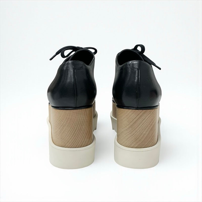 ステラマッカートニー STELLA McCARTNEY エリス スニーカー 靴 シューズ レザー ウッド ブラック ホワイト ブラウン 厚底シューズ プラットフォーム レースアップシューズ