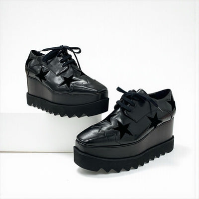 ステラマッカートニー STELLA McCARTNEY エリス スニーカー 靴 シューズ レザー ベロア ブラック 黒 スター 厚底 プラットフォーム レースアップシューズ
