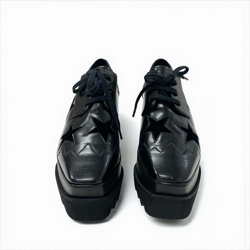 ステラマッカートニー STELLA McCARTNEY エリス スニーカー 靴 シューズ レザー ベロア ブラック 黒 スター 厚底 プラットフォーム レースアップシューズ
