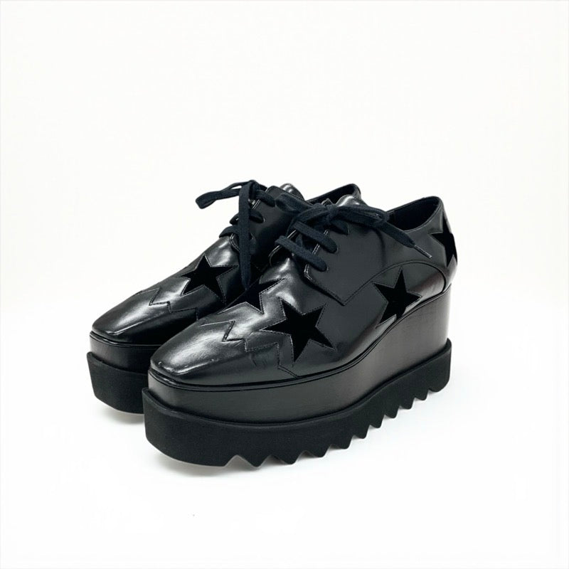 ステラマッカートニー STELLA McCARTNEY エリス スニーカー 靴 シューズ レザー ベロア ブラック 黒 スター 厚底 プラットフォーム レースアップシューズ