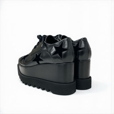 ステラマッカートニー STELLA McCARTNEY エリス スニーカー 靴 シューズ レザー ベロア ブラック 黒 スター 厚底 プラットフォーム レースアップシューズ
