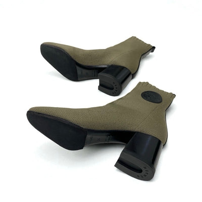 エルメス HERMES ヴォルヴェール ブーツ ショートブーツ 靴 シューズ ファブリック レザー カーキ ブラック ニット エクスリブリス