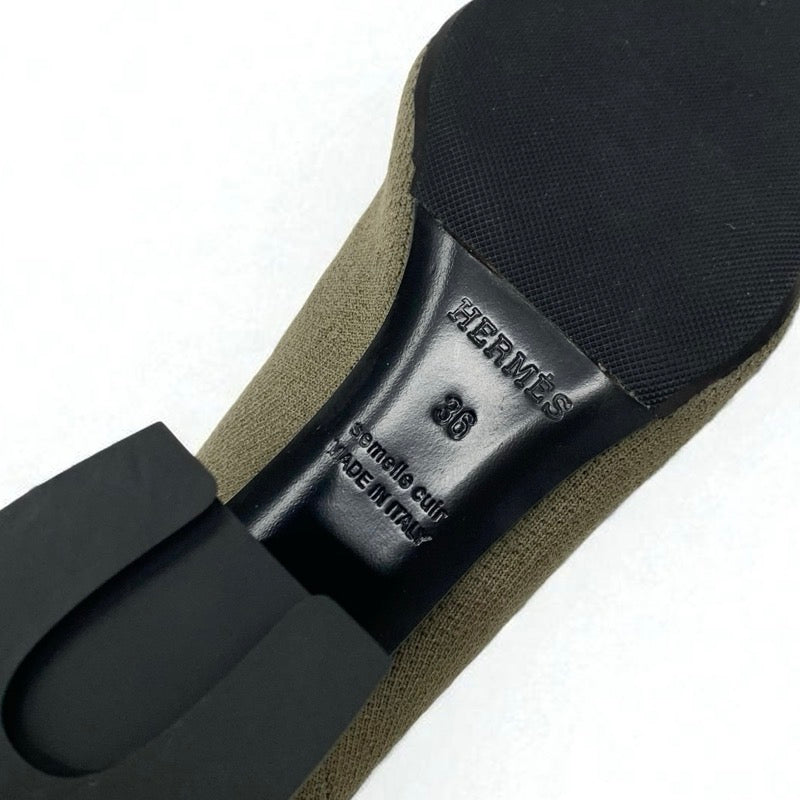 エルメス HERMES ヴォルヴェール ブーツ ショートブーツ 靴 シューズ ファブリック レザー カーキ ブラック ニット エクスリブリス