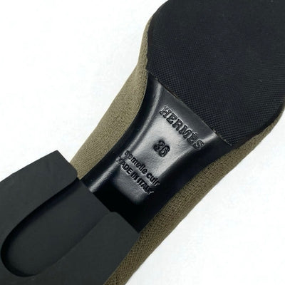 エルメス HERMES ヴォルヴェール ブーツ ショートブーツ 靴 シューズ ファブリック レザー カーキ ブラック ニット エクスリブリス