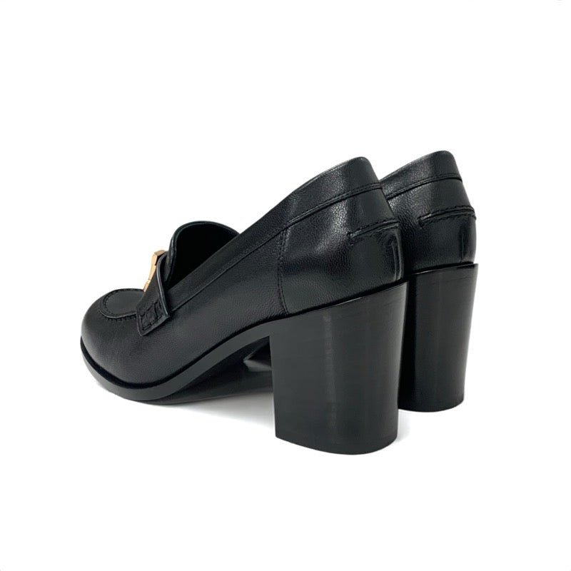 エルメス HERMES ドーフィン ローファー 革靴 靴 シューズ レザー ブラック 黒 ピンクゴールド H金具 ヒールローファー