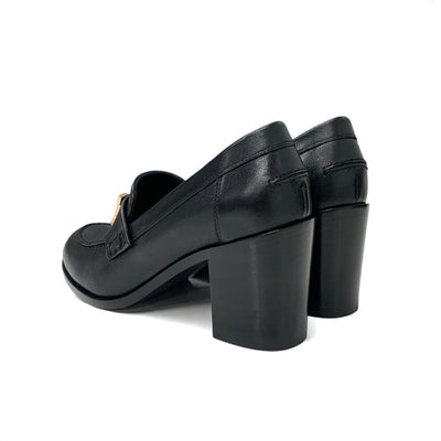 エルメス HERMES ドーフィン ローファー 革靴 靴 シューズ レザー ブラック 黒 ピンクゴールド H金具 ヒールローファー