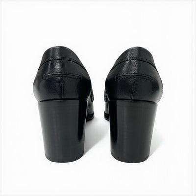 エルメス HERMES ドーフィン ローファー 革靴 靴 シューズ レザー ブラック 黒 ピンクゴールド H金具 ヒールローファー