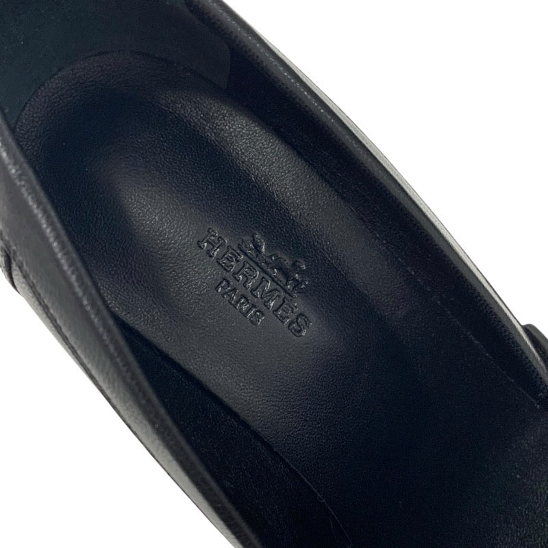 エルメス HERMES ドーフィン ローファー 革靴 靴 シューズ レザー ブラック 黒 ピンクゴールド H金具 ヒールローファー
