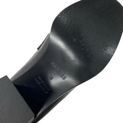 エルメス HERMES ドーフィン ローファー 革靴 靴 シューズ レザー ブラック 黒 ピンクゴールド H金具 ヒールローファー