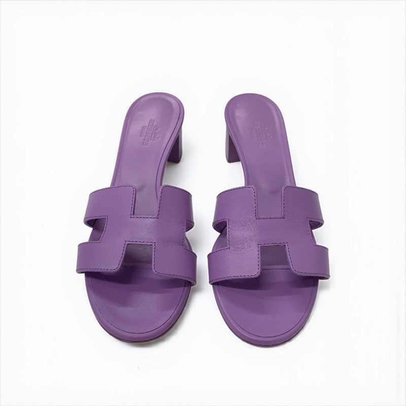 エルメス HERMES オアジス サンダル 靴 シューズ レザー パープル ミュール