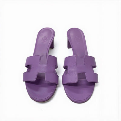 エルメス HERMES オアジス サンダル 靴 シューズ レザー パープル ミュール