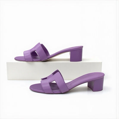 エルメス HERMES オアジス サンダル 靴 シューズ レザー パープル ミュール