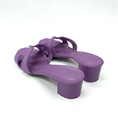 エルメス HERMES オアジス サンダル 靴 シューズ レザー パープル ミュール