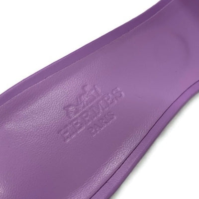 エルメス HERMES オアジス サンダル 靴 シューズ レザー パープル ミュール