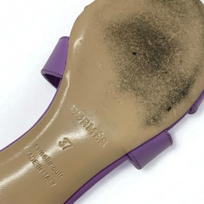 エルメス HERMES オアジス サンダル 靴 シューズ レザー パープル ミュール