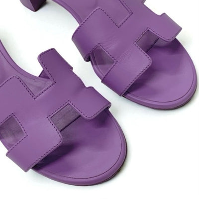 エルメス HERMES オアジス サンダル 靴 シューズ レザー パープル ミュール