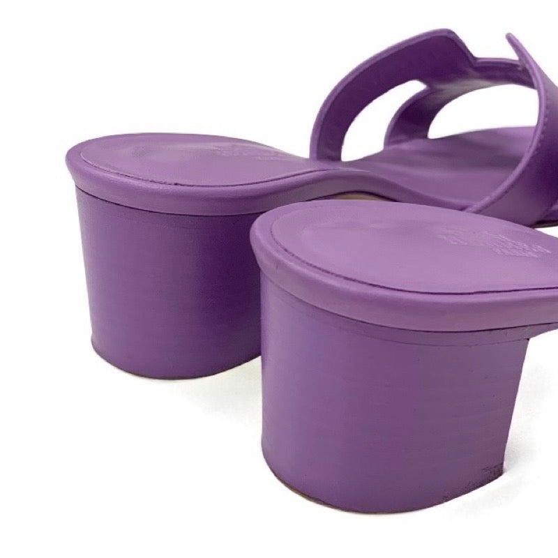 エルメス HERMES オアジス サンダル 靴 シューズ レザー パープル ミュール