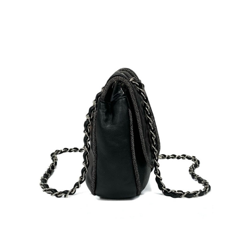 シャネル CHANEL バッグ ショルダーバッグ ラムスキン ブラック シルバー マトラッセ ターンロック ココマーク ダブルチェーン