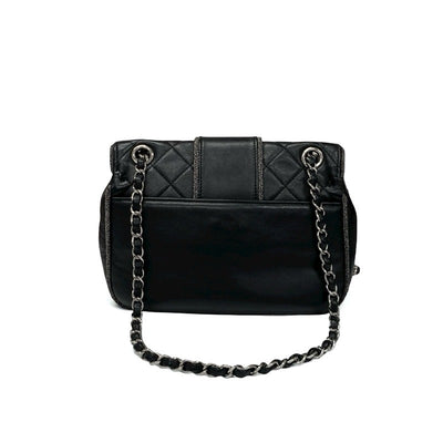 シャネル CHANEL バッグ ショルダーバッグ ラムスキン ブラック シルバー マトラッセ ターンロック ココマーク ダブルチェーン
