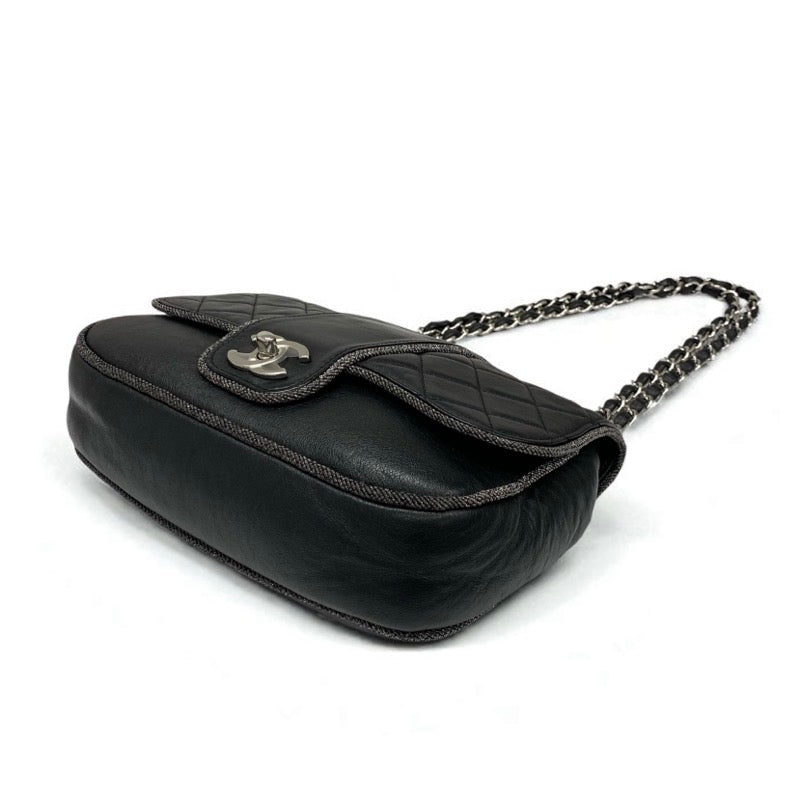 シャネル CHANEL バッグ ショルダーバッグ ラムスキン ブラック シルバー マトラッセ ターンロック ココマーク ダブルチェーン