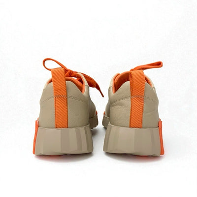 エルメス HERMES バウンシング スニーカー 靴 シューズ レザー スエード ベージュ オレンジ 未使用