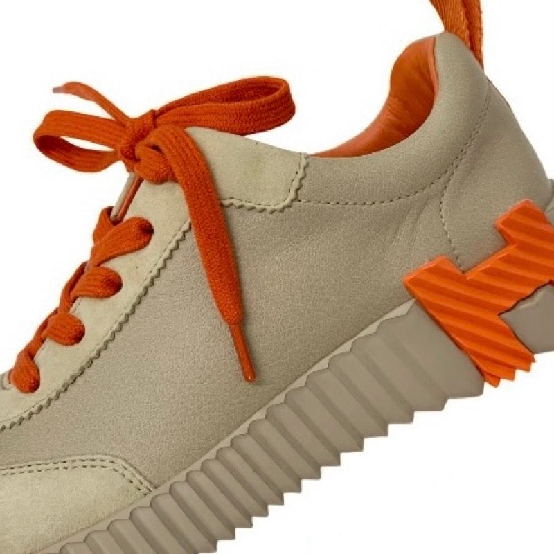 エルメス HERMES バウンシング スニーカー 靴 シューズ レザー スエード ベージュ オレンジ 未使用