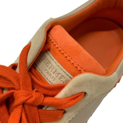 エルメス HERMES バウンシング スニーカー 靴 シューズ レザー スエード ベージュ オレンジ 未使用