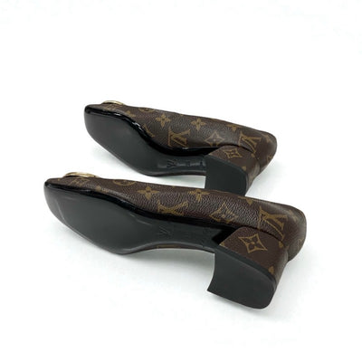 ルイヴィトン LOUIS VUITTON マドレーヌライン モノグラム パンプス 靴 シューズ レザー ブラウン ゴールド LVサークルロゴ