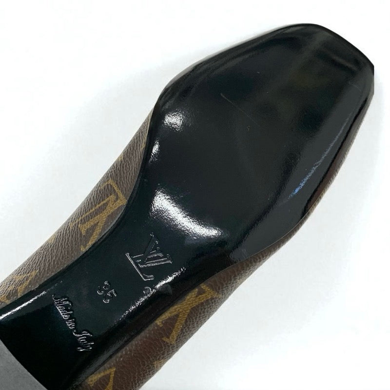 ルイヴィトン LOUIS VUITTON マドレーヌライン モノグラム パンプス 靴 シューズ レザー ブラウン ゴールド LVサークルロゴ