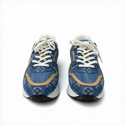 ルイヴィトン LOUIS VUITTON ネオランアウェイライン スニーカー 靴 シューズ デニム レザー ブルー ブラウン ホワイト ゴールド モノグラム インヒール 未使用