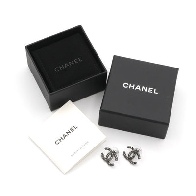シャネル CHANEL ピアス イヤリング シルバー ブラック ココマーク ラインストーン