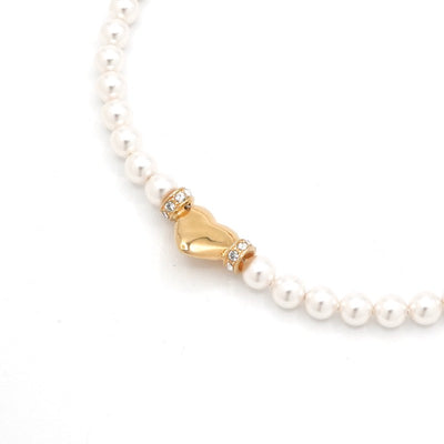 シャネル CHANEL ネックレス ペンダント チョーカー ホワイト ゴールド ハート ココマーク ラインストーン