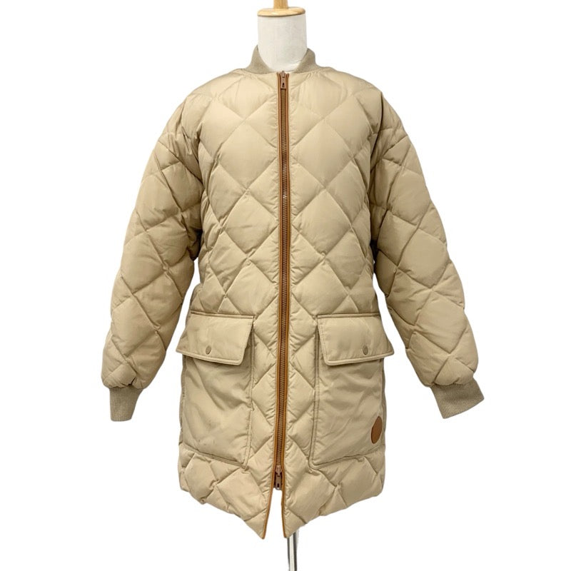 エルメス HERMES アウター ベージュ ブラウン イエロー ダウン リバーシブル ベルト付き