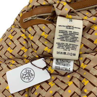 エルメス HERMES アウター ベージュ ブラウン イエロー ダウン リバーシブル ベルト付き