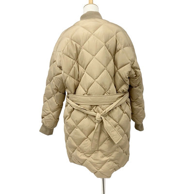 エルメス HERMES アウター ベージュ ブラウン イエロー ダウン リバーシブル ベルト付き