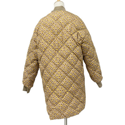 エルメス HERMES アウター ベージュ ブラウン イエロー ダウン リバーシブル ベルト付き