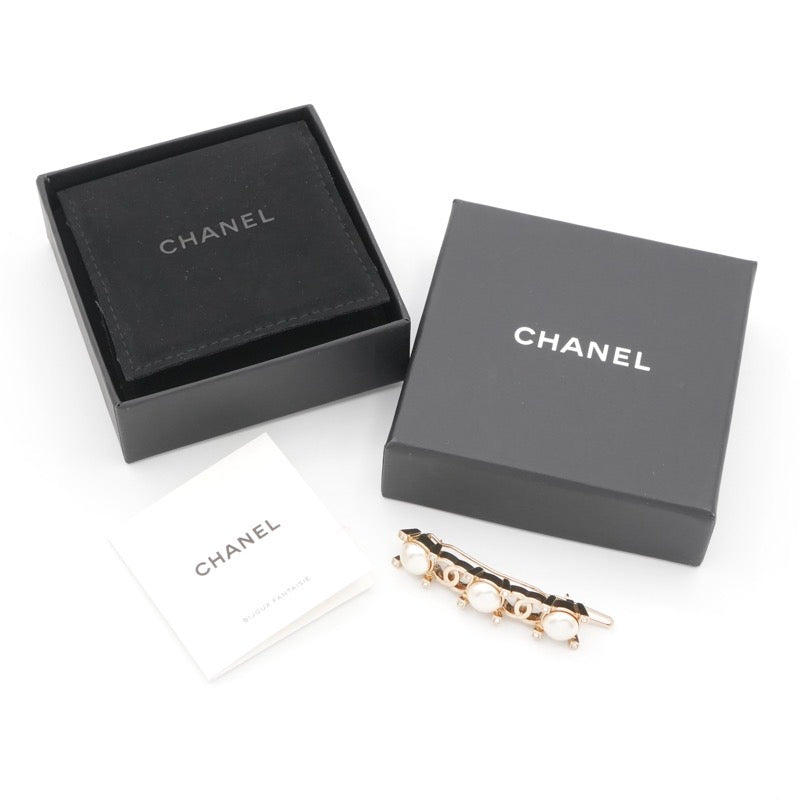 シャネル CHANEL ヘアアクセサリー ゴールド ココマーク ヘアクリップ ラインストーン ヘアピン